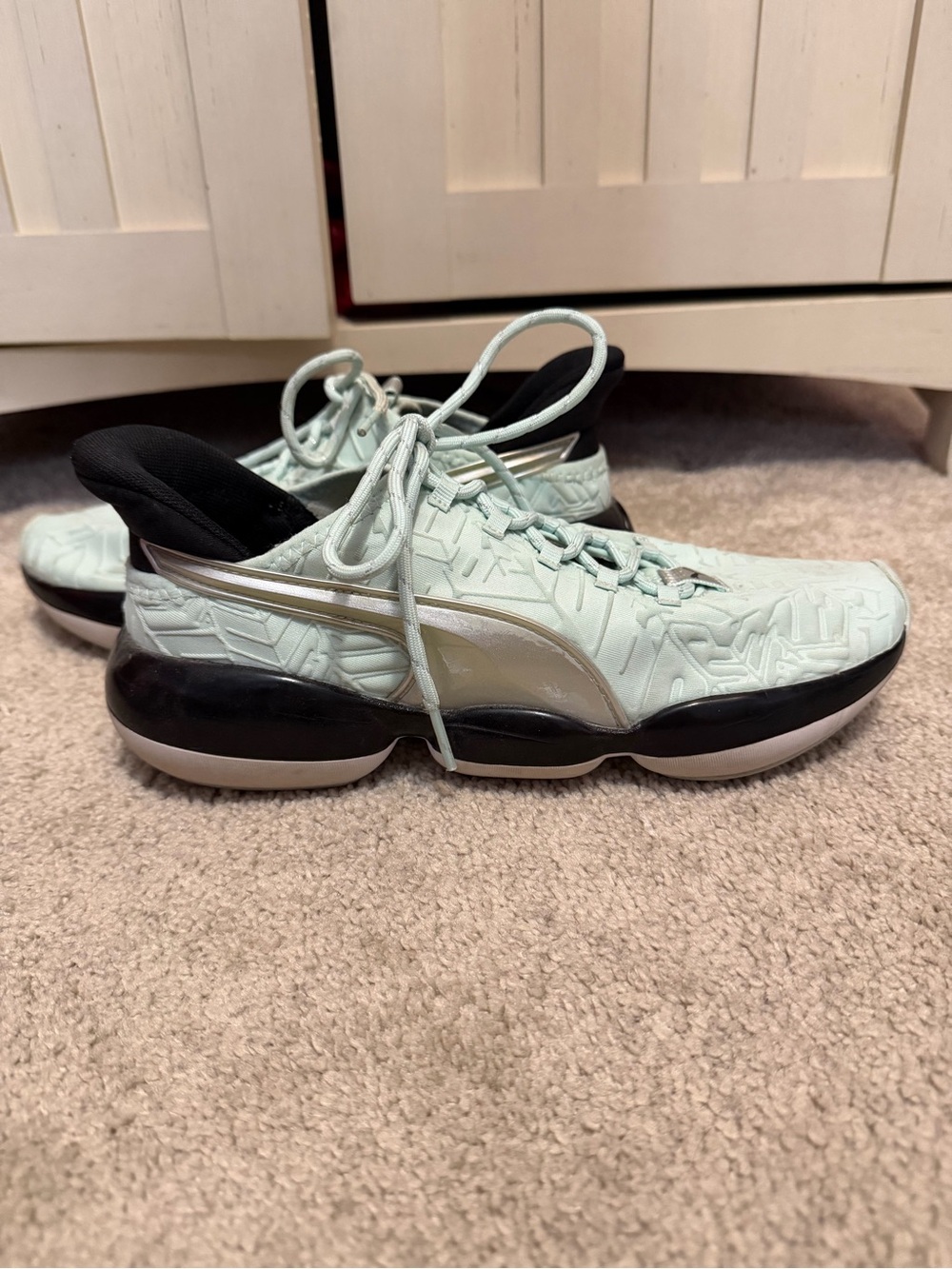 Puma Mint Green and Black Athletic Sneakers